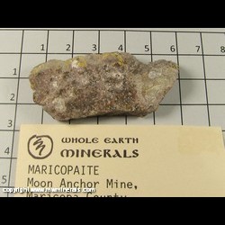 Mineral Specimen: Maricopaite and Mimetite from Moon Anchor Mine, Hummingbird Spring, Osborn District, Big Horn Mts, Maricopa Co, Arizona, USA Mineral Specimen: Maricopaite and Mimetite from Moon Anchor Mine, Hummingbird Spring, Osborn District, Big Horn Mts, Maricopa Co, Arizona, USA