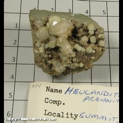 Mineral Specimen: Heulandite, Prehnite from Springfield Twp. (near Summit), Union Co, New Jersey Mineral Specimen: Heulandite, Prehnite from Springfield Twp. (near Summit), Union Co, New Jersey
