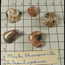 Mineral Specimen: Thomsonite, Polsihed (no eyes) from Lake Superior Shoreline, Upper Peninsula, Michigan Mineral Specimen: Thomsonite, Polsihed (no eyes) from Lake Superior Shoreline, Upper Peninsula, Michigan