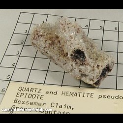 Mineral Specimen: Quartz and Hematite pseudomorph after Epidote from Bessemer Claim, Green Mountain, King co,  Washington
