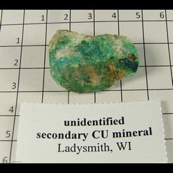 Mineral Specimen: Unidentfied Copper Secondary Mineral (looks like gem silica) from Flambeau Mine, Ladysmith, Rusk Co,  Wisconsin