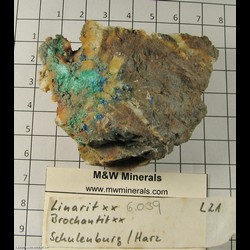Minerals Specimen: Linarite from Bockswiese-Festenburg-Schulenburger Gangzug, Clausthal-Zellerfeld, Harz, Lower Saxony, Germany Minerals Specimen: Linarite from Bockswiese-Festenburg-Schulenburger Gangzug, Clausthal-Zellerfeld, Harz, Lower Saxony, Germany