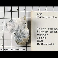 Mineral Specimen: Pyragyrite in Quartz from Crown Point Mine, Banner District, Boise Co, Idaho, USA Mineral Specimen: Pyragyrite in Quartz from Crown Point Mine, Banner District, Boise Co, Idaho, USA