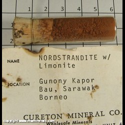 Mineral Specimen: Nordstandite in Limonite from Gunong Kapor, Bau, Kuching, Sarawak, Borneo Island, Malaysia Mineral Specimen: Nordstandite in Limonite from Gunong Kapor, Bau, Kuching, Sarawak, Borneo Island, Malaysia