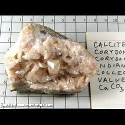 Mineral Specimen: Calcite Crystal on Dolomite Crystals from Corydon Quarry, Corydon, Harrison Co, Indiana Mineral Specimen: Calcite Crystal on Dolomite Crystals from Corydon Quarry, Corydon, Harrison Co, Indiana