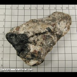 Mineral Specimen: Columbite, Almandine, Quartz from Black Mountain Quarry, Rumford, Oxford Co, Maine Mineral Specimen: Columbite, Almandine, Quartz from Black Mountain Quarry, Rumford, Oxford Co, Maine