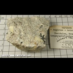 Minerals Specimen: Elpidite, Aegirine, Astrophyllite from Tveidalan, Brunlanes, Langesundsfhorden, Norway Minerals Specimen: Elpidite, Aegirine, Astrophyllite from Tveidalan, Brunlanes, Langesundsfhorden, Norway