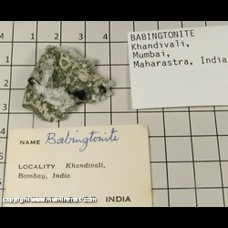 Mineral Specimen: Babingtonite, Quartz from Khandivali, Mubai, Maharastra, India Mineral Specimen: Babingtonite, Quartz from Khandivali, Mubai, Maharastra, India