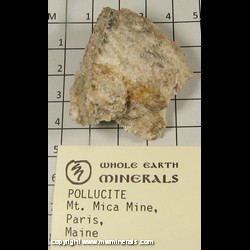 Minerals Specimen: Pollucite from Mt. Mica, Paris, Oxford Co, Maine Minerals Specimen: Pollucite from Mt. Mica, Paris, Oxford Co, Maine