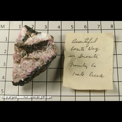 Mineral Specimen: Inesite, Barite from Hale Creek Mine, Mad River Ridge, Trinity County, California Mineral Specimen: Inesite, Barite from Hale Creek Mine, Mad River Ridge, Trinity County, California