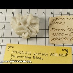 Mineral Specimen: Orthoclase Variety: Valencianite (a variety of Adularia) from Mina Valenica, Guanajuato, Mexico Mineral Specimen: Orthoclase Variety: Valencianite (a variety of Adularia) from Mina Valenica, Guanajuato, Mexico