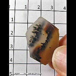 Mineral Specimen: Agate, Montana with Black Dendrites, Preform (specimen slightly smaller than pictured - being held above paper for better lighting) from Montana