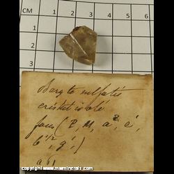 Mineral Specimen: Barite with Detailed Description of Faces from unknown location Mineral Specimen: Barite with Detailed Description of Faces from unknown location