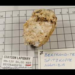 Minerals Specimen: Bertrandite from Spitzkope, Namibia Minerals Specimen: Bertrandite from Spitzkope, Namibia