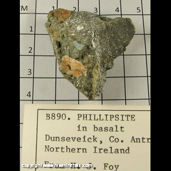 Mineral Specimen: Phillipsite in Basalt from Dunseveick, County Antrim, Northern Ireland