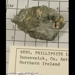 Mineral Specimen: Phillipsite in Basalt from Dunseveick, County Antrim, Northern Ireland