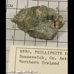 Mineral Specimen: Phillipsite in Basalt from Dunseveick, County Antrim, Northern Ireland Mineral Specimen: Phillipsite in Basalt from Dunseveick, County Antrim, Northern Ireland
