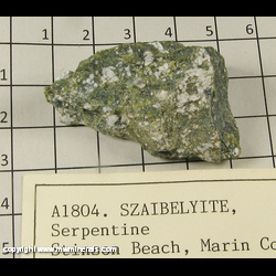 Mineral Specimen: Szaibelyite, Serpentine from Stinson Beach, Marin Co, California Mineral Specimen: Szaibelyite, Serpentine from Stinson Beach, Marin Co, California