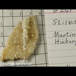 Mineral Specimen: Stilbite from Martin Marietta Quarry, Hickory, Catawba Co,  North Carolina