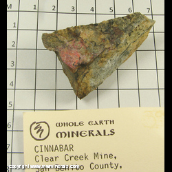 Mineral Specimen: Cinnabar from Clear Creek Mine, San Benito Co, California Mineral Specimen: Cinnabar from Clear Creek Mine, San Benito Co, California