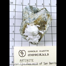 Mineral Specimen: Artinite from 1 1/2 miles west of San Benito Mountain, San Benito Co., California