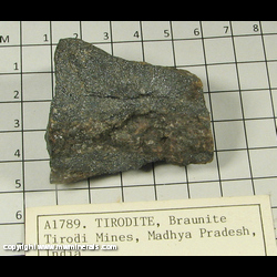 Minerals Specimen: Ferro-Gosheite (Tirodite), Braunite from Tirodi Mine, Tirodi, Balaghat District, Madhya Pradesh, India Minerals Specimen: Ferro-Gosheite (Tirodite), Braunite from Tirodi Mine, Tirodi, Balaghat District, Madhya Pradesh, India