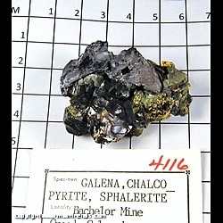 Mineral Specimen: Galena, Chalcopyrite, Sphalerite (some damage) from Bachelor Mine, Creede, Mineral Co., Colorado