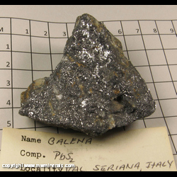 Minerals Specimen: Galena from Val Seriana, Bergamo Prov., Lombardy, Italy Minerals Specimen: Galena from Val Seriana, Bergamo Prov., Lombardy, Italy