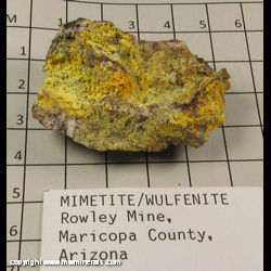 Minerals Specimen: Mimeite, Wulfenite from Rowley Mine, Maricopa Co., Arizona Minerals Specimen: Mimeite, Wulfenite from Rowley Mine, Maricopa Co., Arizona