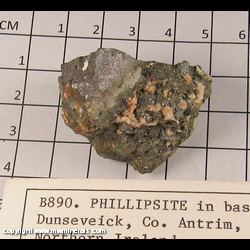 Mineral Specimen: Phillipsite in Basalt from Dunseveick, County Antrim, Northern Ireland