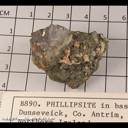 Mineral Specimen: Phillipsite in Basalt from Dunseveick, County Antrim, Northern Ireland Mineral Specimen: Phillipsite in Basalt from Dunseveick, County Antrim, Northern Ireland