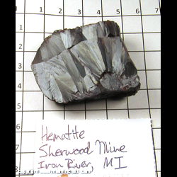 Mineral Specimen: Hematite from Sherwood Mine, Iron River, Iron Co, Michigan Mineral Specimen: Hematite from Sherwood Mine, Iron River, Iron Co, Michigan