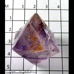 Mineral Specimen: Fluorite Octahedron with Included Hematite from Surface Deposit near Cave-In-Rock, Hardin Co., Illinois