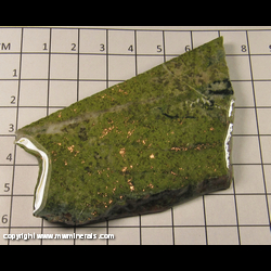 Minerals Specimen: Copper in Epidote Coated Slab from Caledonia Mine, Ontonagon Co, Michigan Minerals Specimen: Copper in Epidote Coated Slab from Caledonia Mine, Ontonagon Co, Michigan