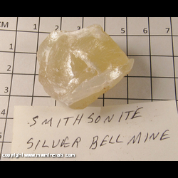 Mineral Specimen: Smithsonite from Silver Bell Prospect, Cochise Co., Arizona Mineral Specimen: Smithsonite from Silver Bell Prospect, Cochise Co., Arizona