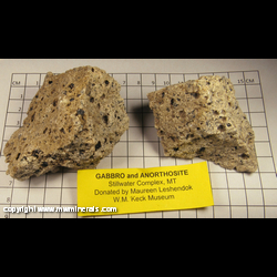 Minerals Specimen: Gabbro and Anorthosite from Stillwater Complex, Montana Minerals Specimen: Gabbro and Anorthosite from Stillwater Complex, Montana
