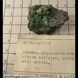 Minerals Specimen: Duftite variety: Beta-Duftite from Tsumeb, Namibia Minerals Specimen: Duftite variety: Beta-Duftite from Tsumeb, Namibia
