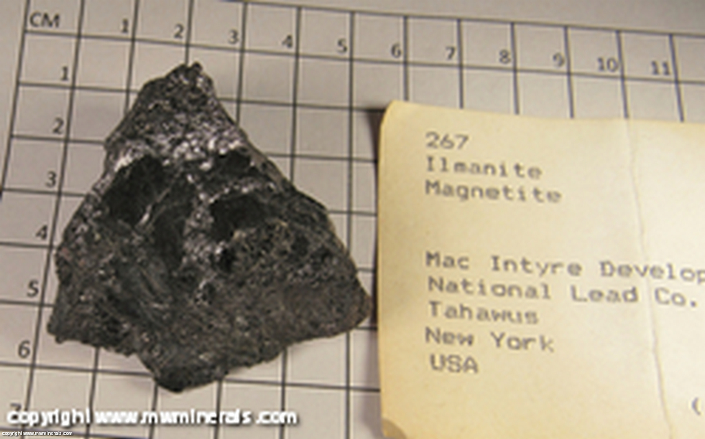 Mineral Specimen: Ilmenite, Magnetite from McIntyre Mine (National Lead Company mine), Newcomb (formerly Tahawus), Adirondack State Park, Essex Co, New York Mineral Specimen: Ilmenite, Magnetite from McIntyre Mine (National Lead Company mine), Newcomb (formerly Tahawus), Adirondack State Park, Essex Co, New York
