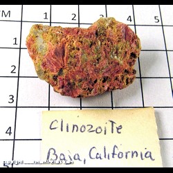 Mineral Specimen: Clinozoisite, Quartz, Andradite garnet (on bottom of specimen) from Rancho de Tepueste, near Alamos, Sonora, Mexico