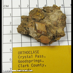 Mineral Specimen: Orthoclase Crystals in Matrix from Crystal Pass properties, Goodsprings District, Spring Mts, Clark Co., Nevada Mineral Specimen: Orthoclase Crystals in Matrix from Crystal Pass properties, Goodsprings District, Spring Mts, Clark Co., Nevada