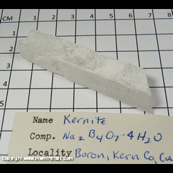 Mineral Specimen: Kernite from Boron, Kern Co, California Mineral Specimen: Kernite from Boron, Kern Co, California