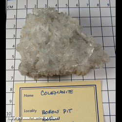 Mineral Specimen: Colemanite from Boron Pit, Boron, Kramer Dist., Kern Co., California Mineral Specimen: Colemanite from Boron Pit, Boron, Kramer Dist., Kern Co., California