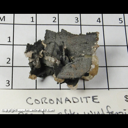 Mineral Specimen: Coronadite Pseudomorph after Wulfenite, Calcite, Wulfenite from Glove Mine, Devil's Cash Box ridge, Amado, Cottonwood Canyon, Tyndall District, Santa Rita Mts, Santa Cruz Co., Arizona Mineral Specimen: Coronadite Pseudomorph after Wulfenite, Calcite, Wulfenite from Glove Mine, Devil's Cash Box ridge, Amado, Cottonwood Canyon, Tyndall District, Santa Rita Mts, Santa Cruz Co., Arizona