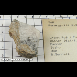 Mineral Specimen: Pyrargyrite from Crown Point Mine, Banner District, Boise Co, Idaho, USA Mineral Specimen: Pyrargyrite from Crown Point Mine, Banner District, Boise Co, Idaho, USA