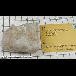 Mineral Specimen: Chiolite, Cryolite from Ivigtut, Greenland Mineral Specimen: Chiolite, Cryolite from Ivigtut, Greenland