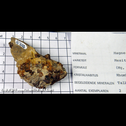 Mineral Specimen: Magnesite Crystals from Felben valley (Felbertal), Hohe Tauern, Salzburg, Austria