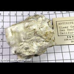 Mineral Specimen: Artinite from Clear Creek Mine, San Benito Co, California Mineral Specimen: Artinite from Clear Creek Mine, San Benito Co, California