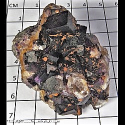 Mineral Specimen: Fluorite with Small Quartz Crystals coated with Iron Oxides from Cookes Peak Dist., Luna Co., New Mexico