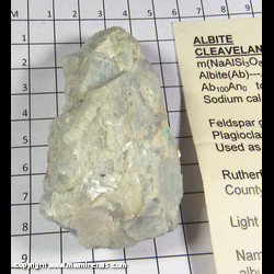 Mineral Specimen: Albite variety: Cleavlandite from Rutherford Mines, Amelia (Amelia Court House), Amelia Co., Virginia Mineral Specimen: Albite variety: Cleavlandite from Rutherford Mines, Amelia (Amelia Court House), Amelia Co., Virginia