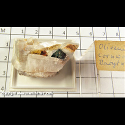 Mineral Specimen: Olivenite, Cornwallite, Barite from Clara Mine, Rnakach valley, Oberwolfach, Black forest, Baden-Wurttemberg, Germany Mineral Specimen: Olivenite, Cornwallite, Barite from Clara Mine, Rnakach valley, Oberwolfach, Black forest, Baden-Wurttemberg, Germany
